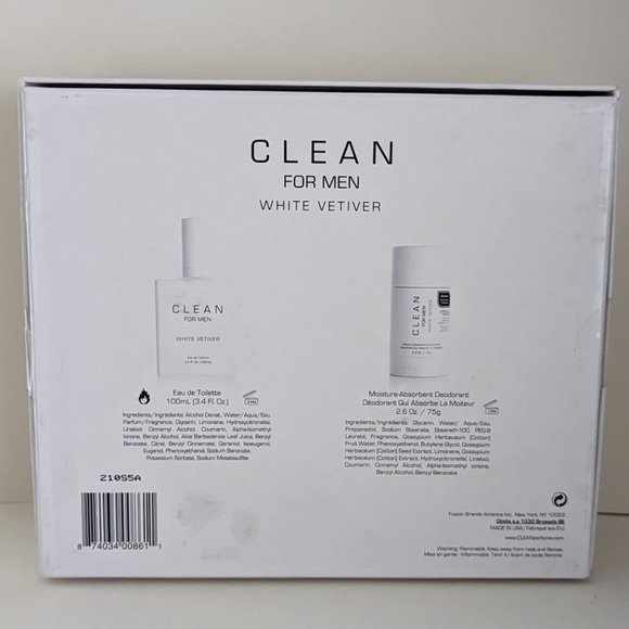 Clean For Men 2 Piece EDT Set - White Vetiver - Picture 2 of 2